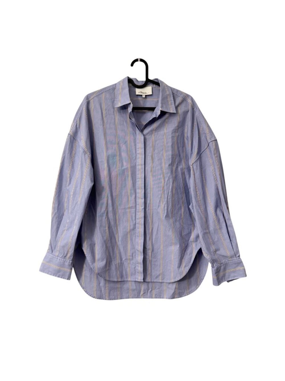 3.1 Phillip Lim Blue Vertical Striped Long Sleeve Button Shirt Womens Size 4